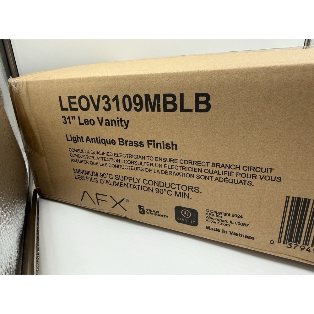 AFX LEOV3109MBLB Leo 31‎ Inch Vanity Light Requires 4 E26 A19 Bulbs 60W
